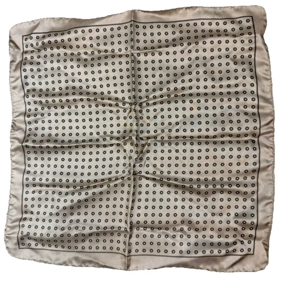 John Henry VTG 100% Silk Mens Handkerchief Brown Paisley Print 13X13 Italy Made